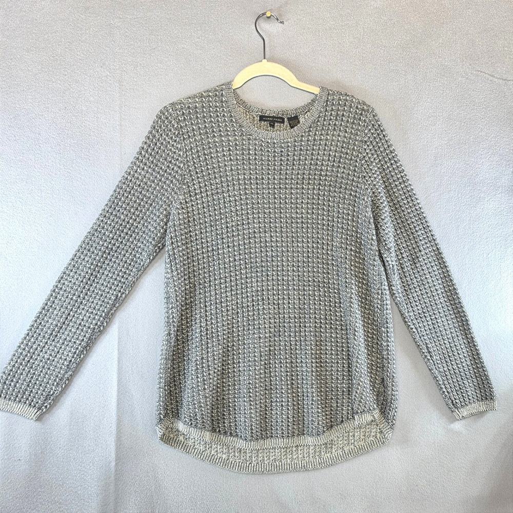 Jeanne Pierre Coastal Waffle Knit Sweater XL Cotton Classic Grandmacore Grey